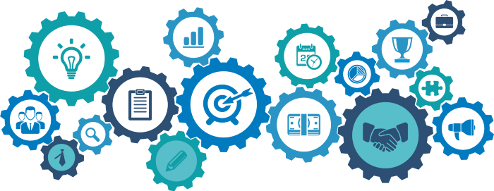 Microservices represented as machine gears